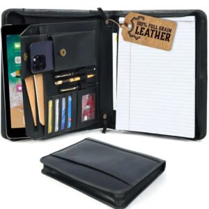 Leather Portfolio Organizer — Zippered